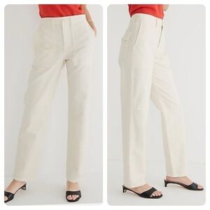 J.CREW Garment-dyed Cargo Pants Chino Cotton Linen High Rise Relaxed Size 27 27T